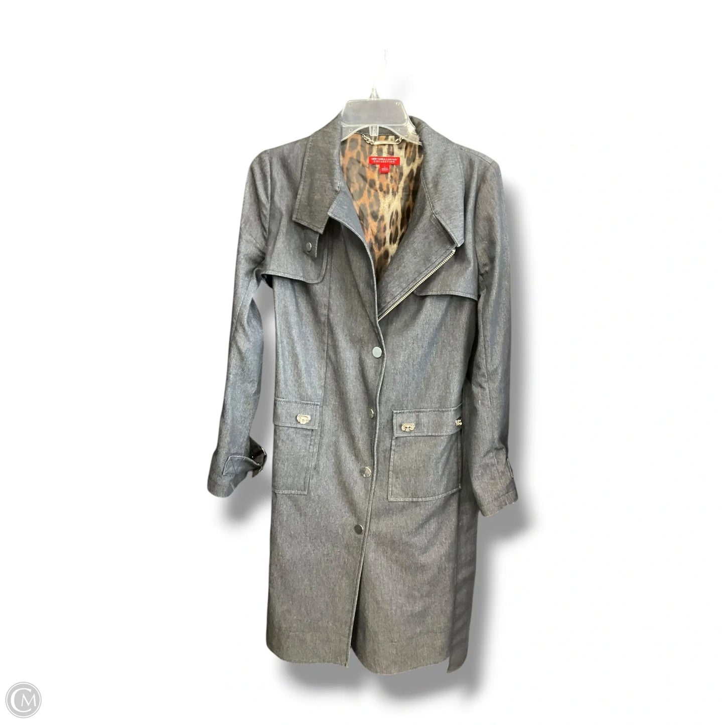 Coat Trench Coat By New York And Co In Blue Denim, Size: 2