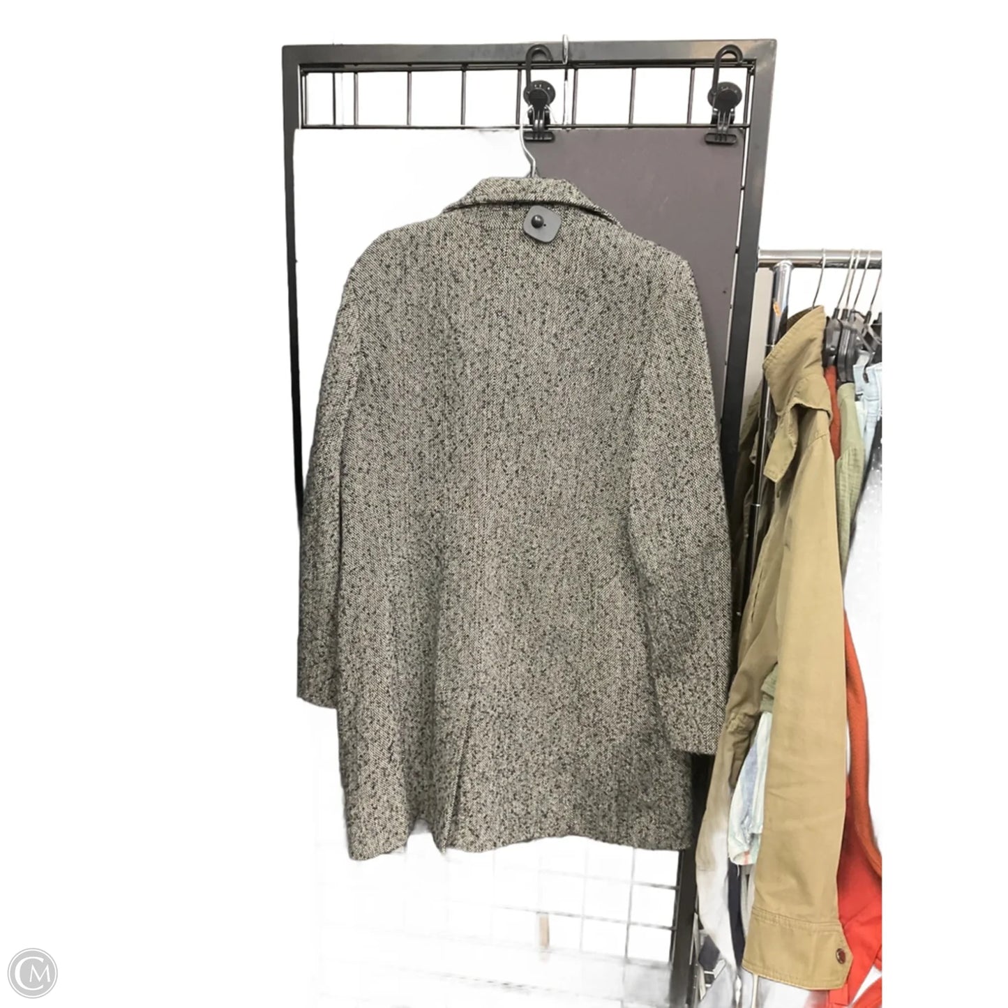 Coat Trench Coat By Style And Company In Black & Grey, Size: L