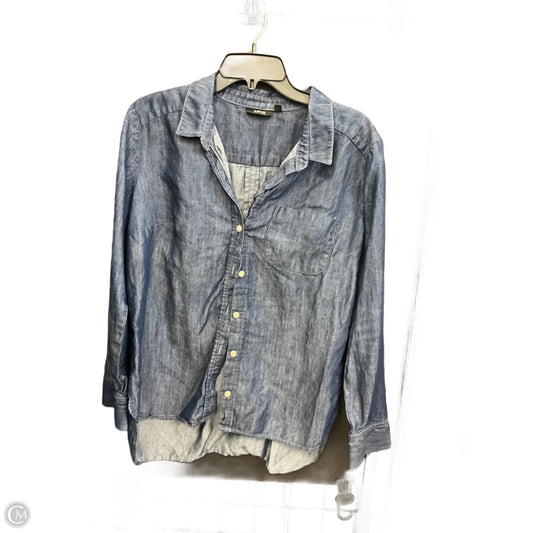 Blouse Long Sleeve By Apt 9 In Blue Denim, Size: M