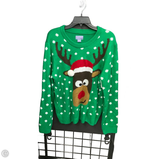 Sweater By Laura Scott In Green & Grey, Size: Xlp