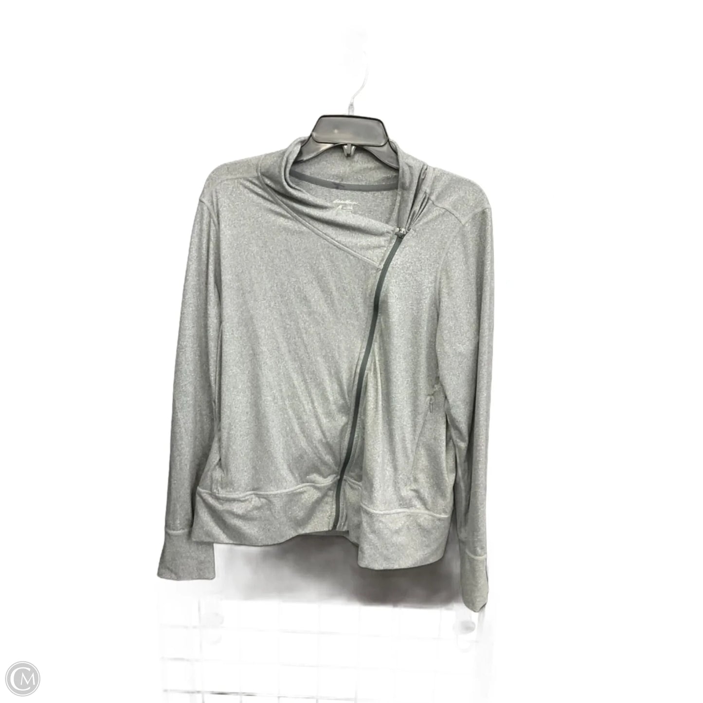 Athletic Jacket By Eddie Bauer In Grey, Size: L