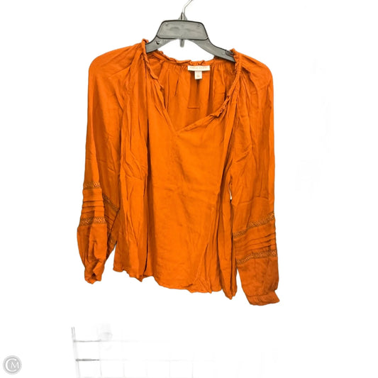 Top Long Sleeve By Knox Rose In Brown, Size: L