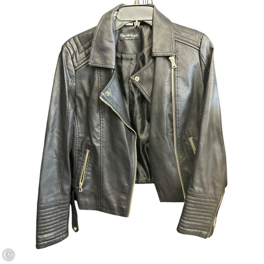 Jacket Moto Leather By Clothes Mentor In Black, Size: 10
