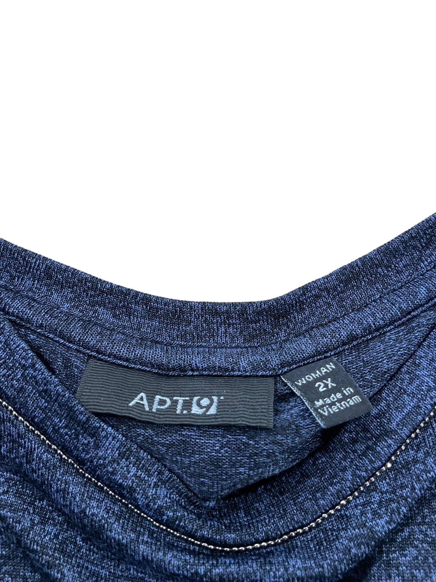 Top Sleeveless By Apt 9 In Blue Black, Size: 2x