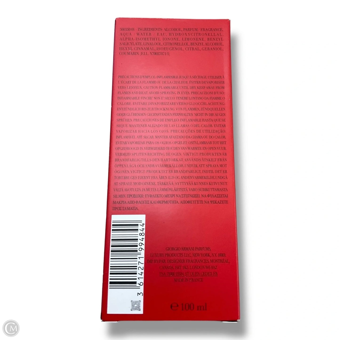 Fragrance Luxury Designer By Giorgio Armani, Size: Small