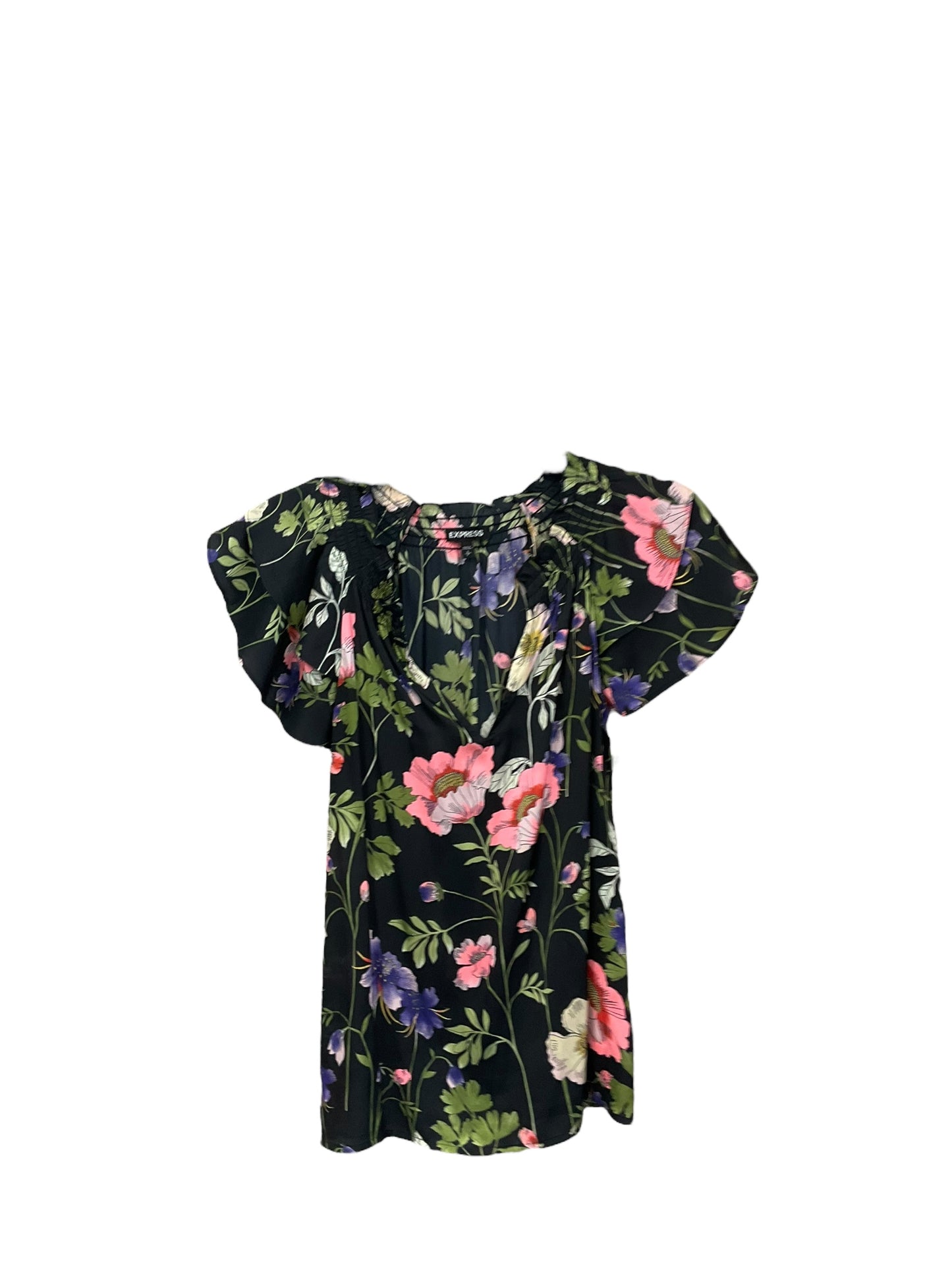 Top Short Sleeve By Express In Floral Print, Size: S