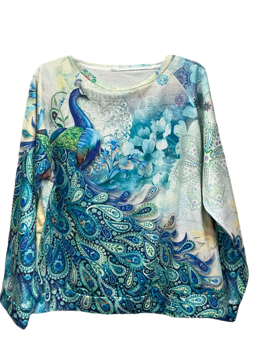 Multi-colored Top Long Sleeve Clothes Mentor, Size L