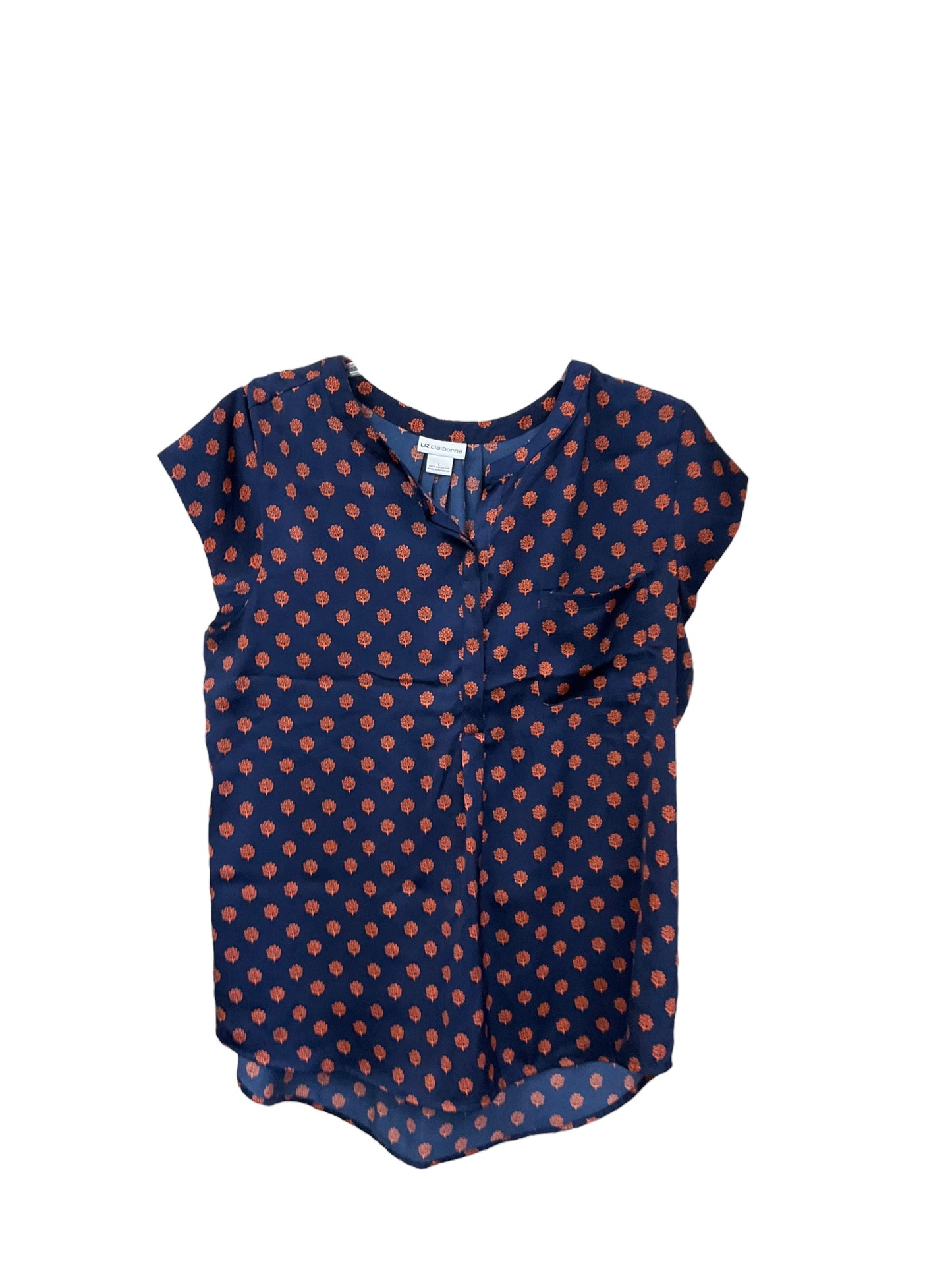 Navy Top Short Sleeve Liz Claiborne, Size L