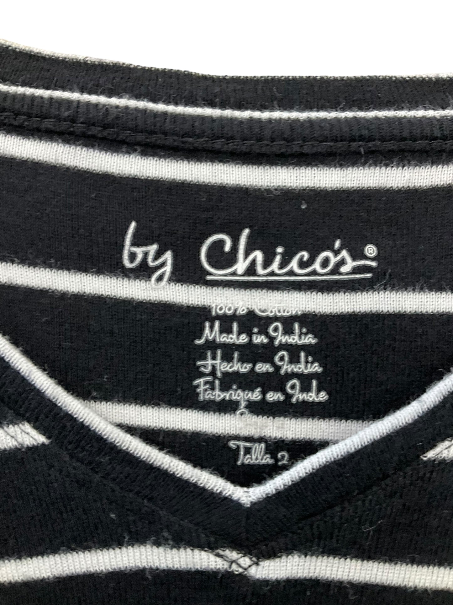 Top Short Sleeve By Chicos In Black & White, Size: L