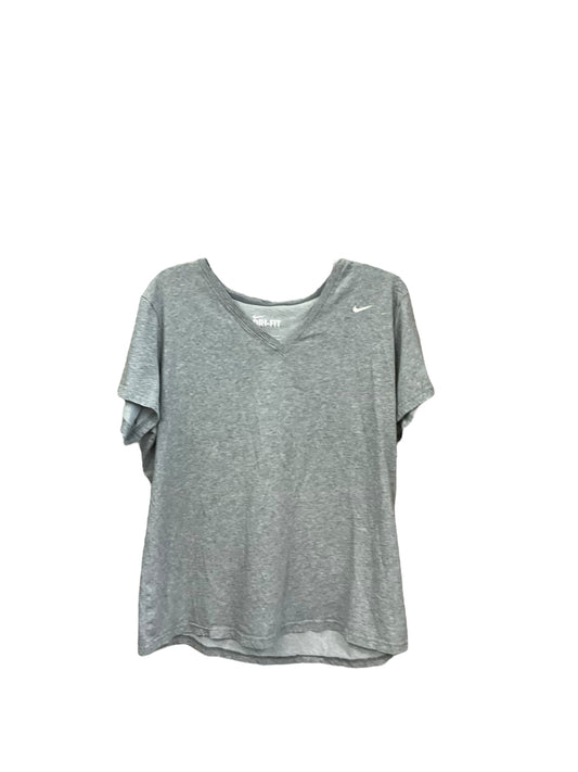 Athletic Top Short Sleeve By Nike Apparel In Grey, Size: 2x