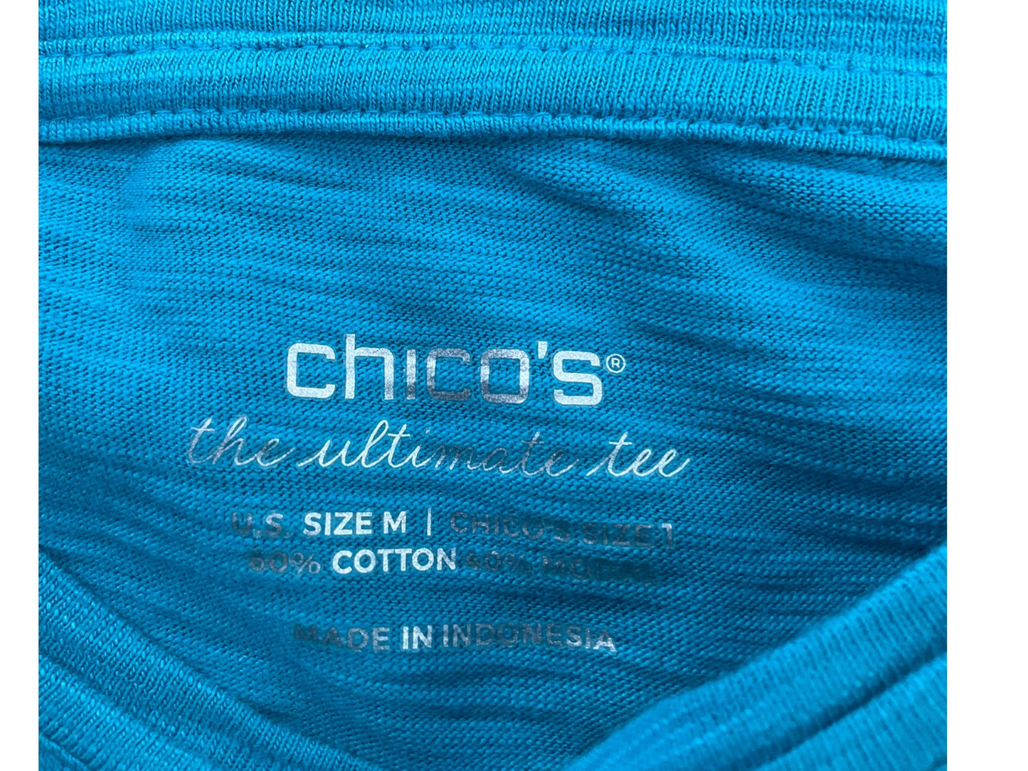 Top 3/4 Sleeve By Chicos In Aqua, Size: M