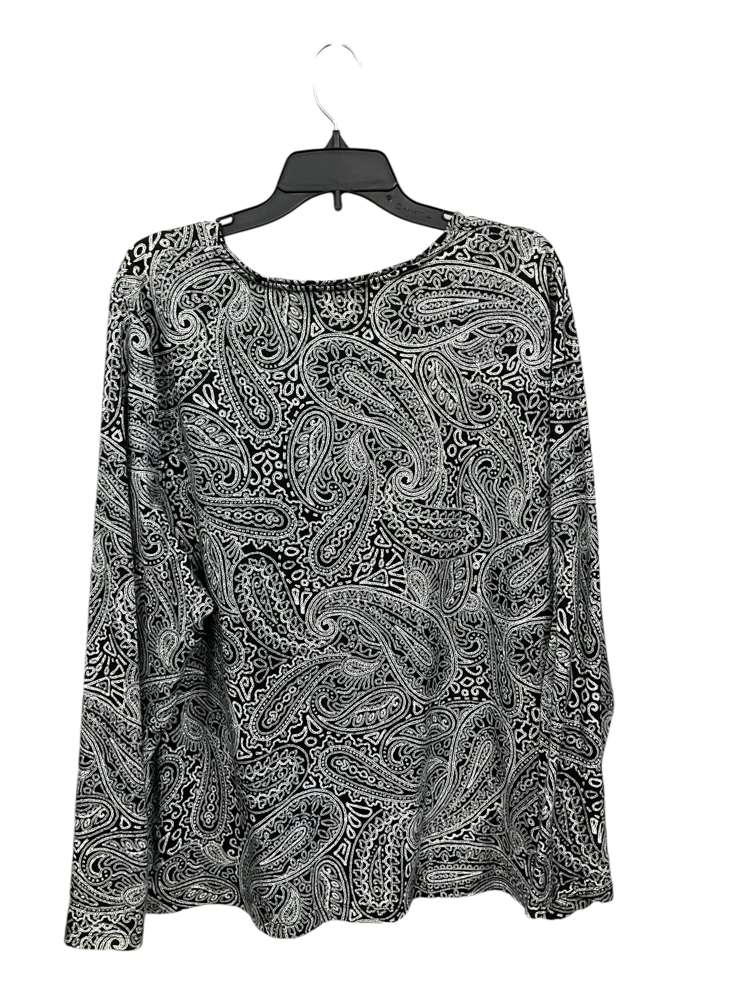 Top Long Sleeve By Croft And Barrow In Black & White, Size: 3x