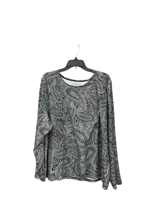 Top Long Sleeve By Croft And Barrow In Black & White, Size: 3x