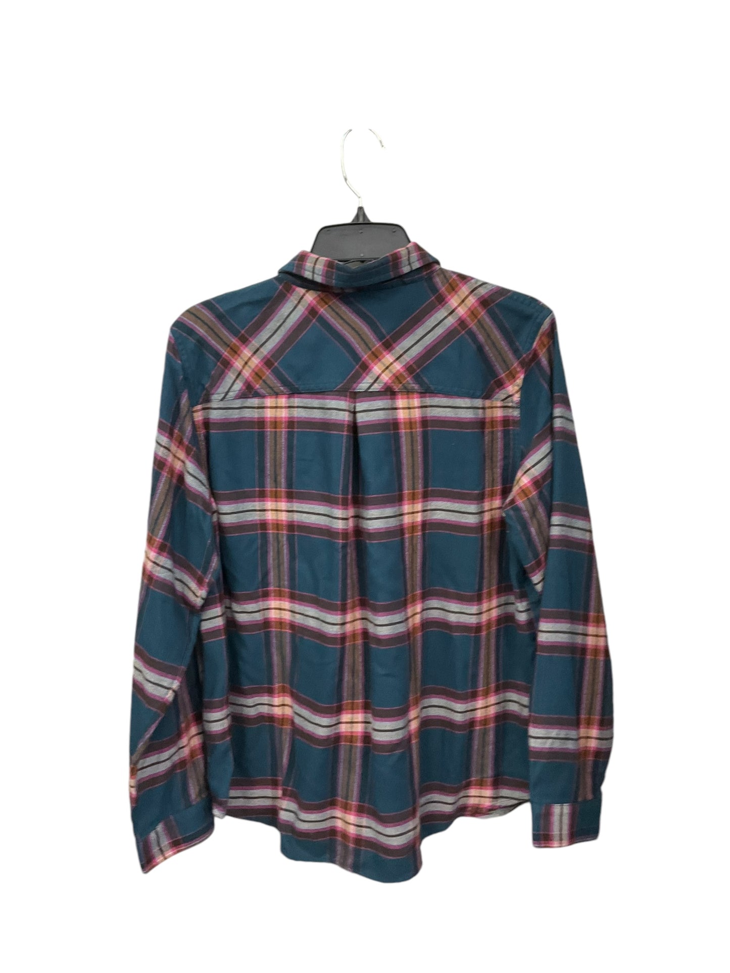 Blouse Long Sleeve By Maurices In Plaid Pattern, Size: L