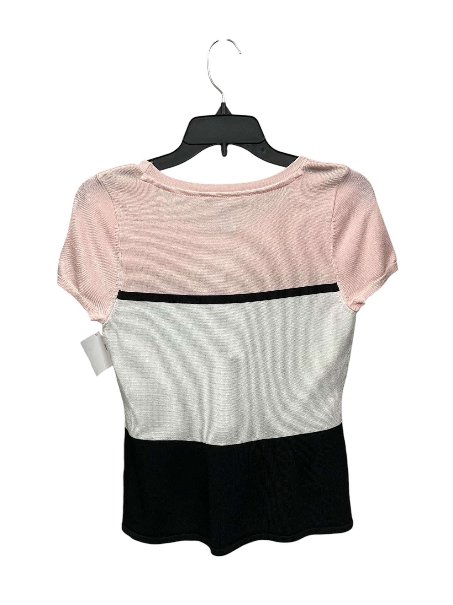 Top Short Sleeve By White House Black Market In Pink & White, Size: S