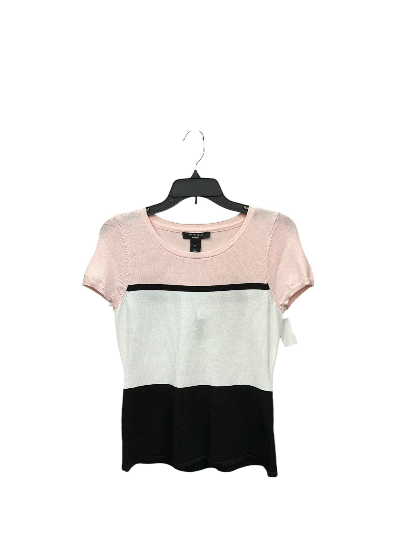 Top Short Sleeve By White House Black Market In Pink & White, Size: S