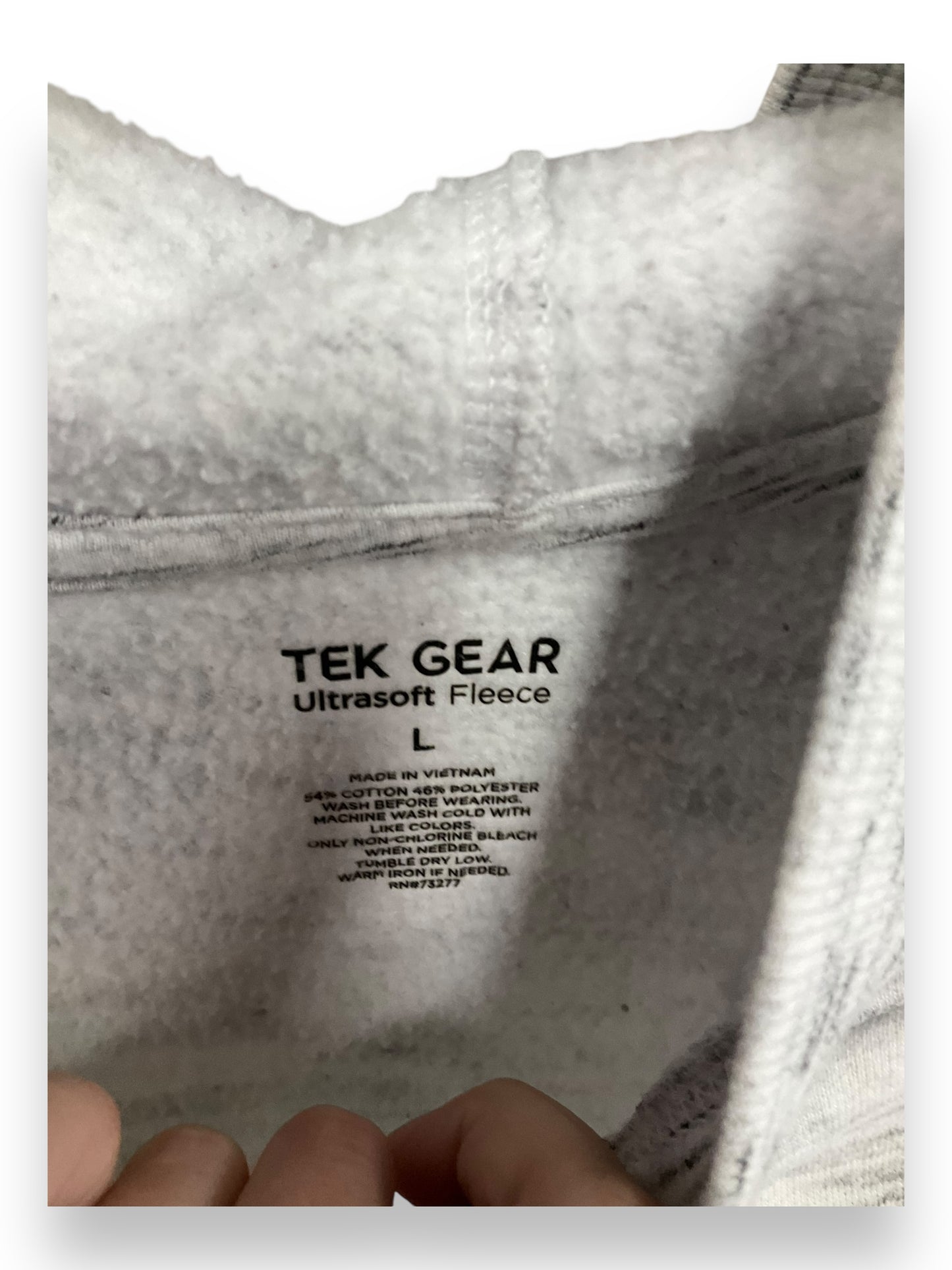 Athletic Top Long Sleeve Hoodie By Tek Gear In Grey, Size: L