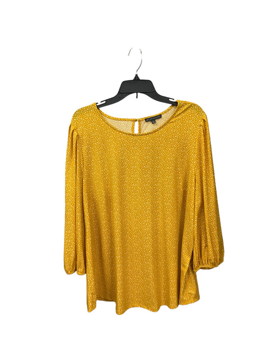 Top Long Sleeve By Adrianna Papell In Yellow, Size: 2x