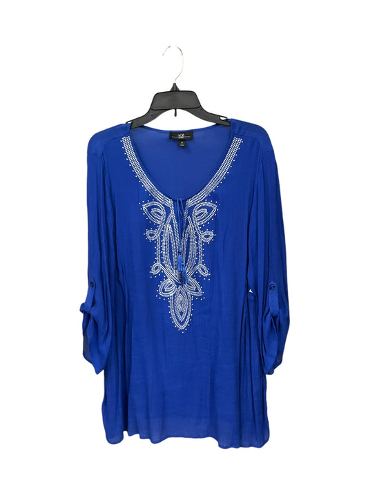 Top 3/4 Sleeve By Agb In Blue, Size: 3x