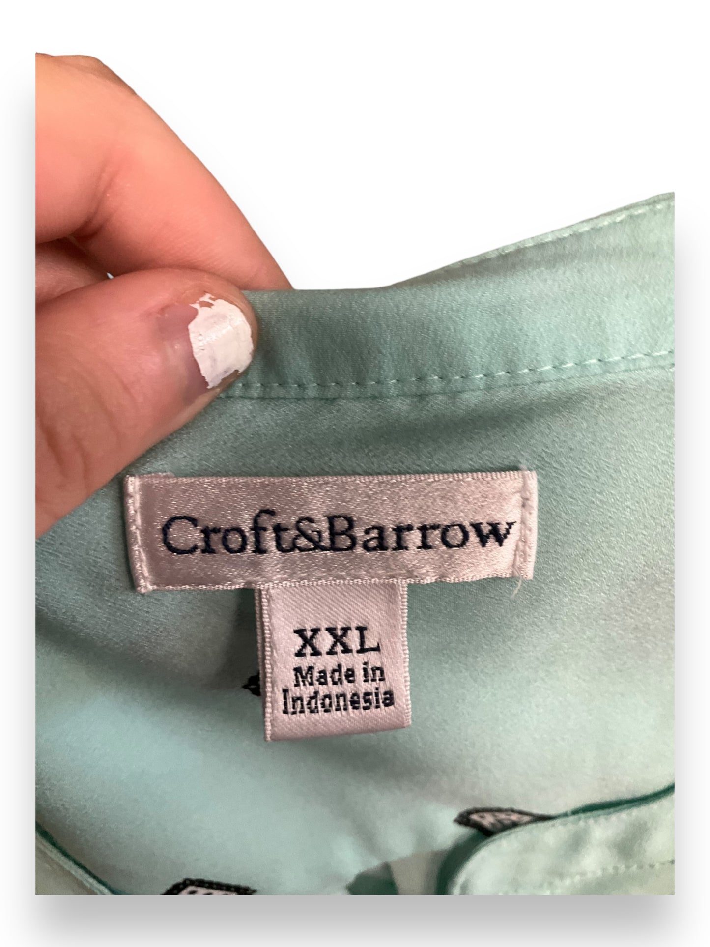 Top 3/4 Sleeve By Croft And Barrow In Aqua, Size: 2x