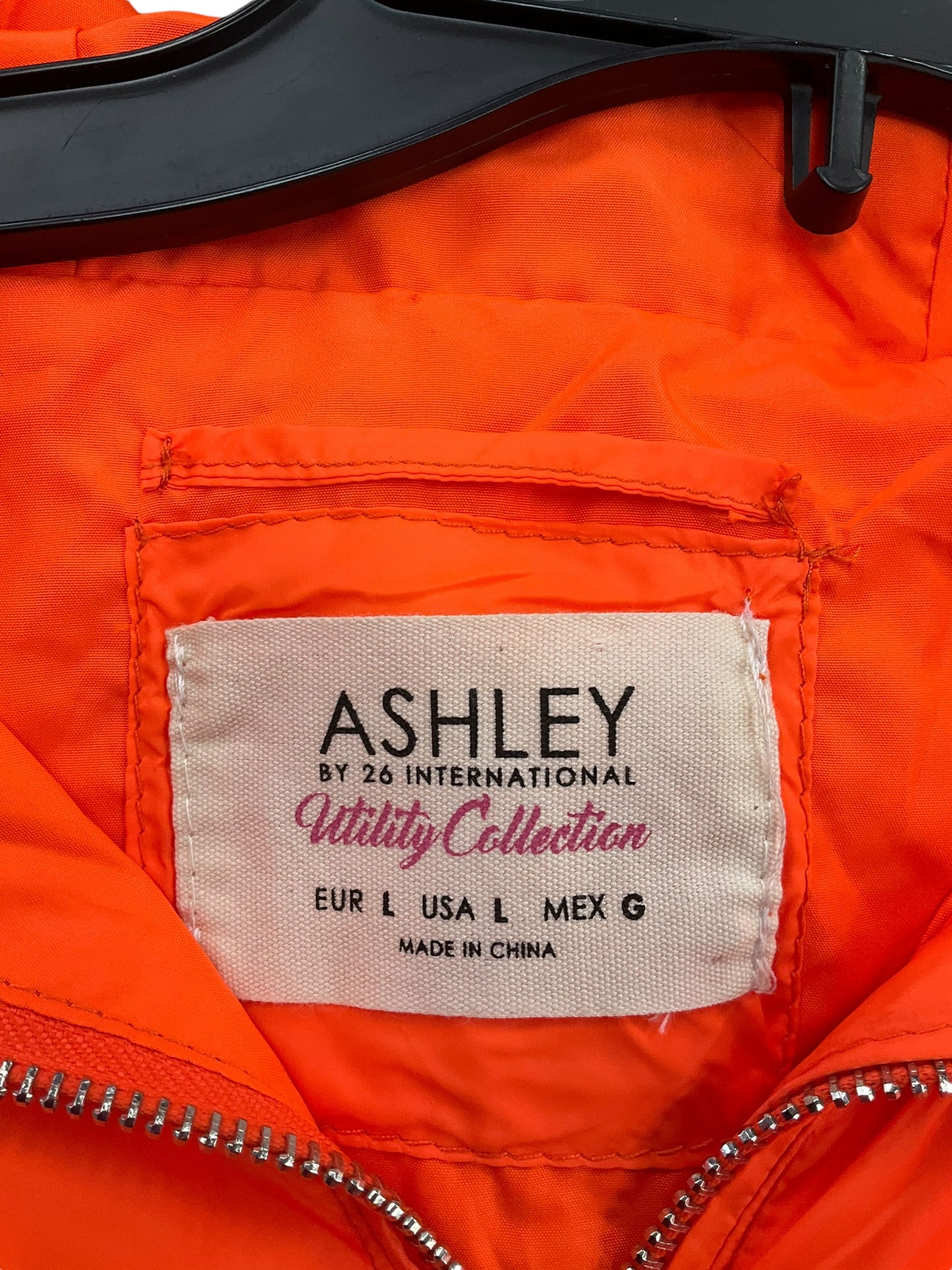 Jacket Windbreaker By Ashley In Orange, Size: L