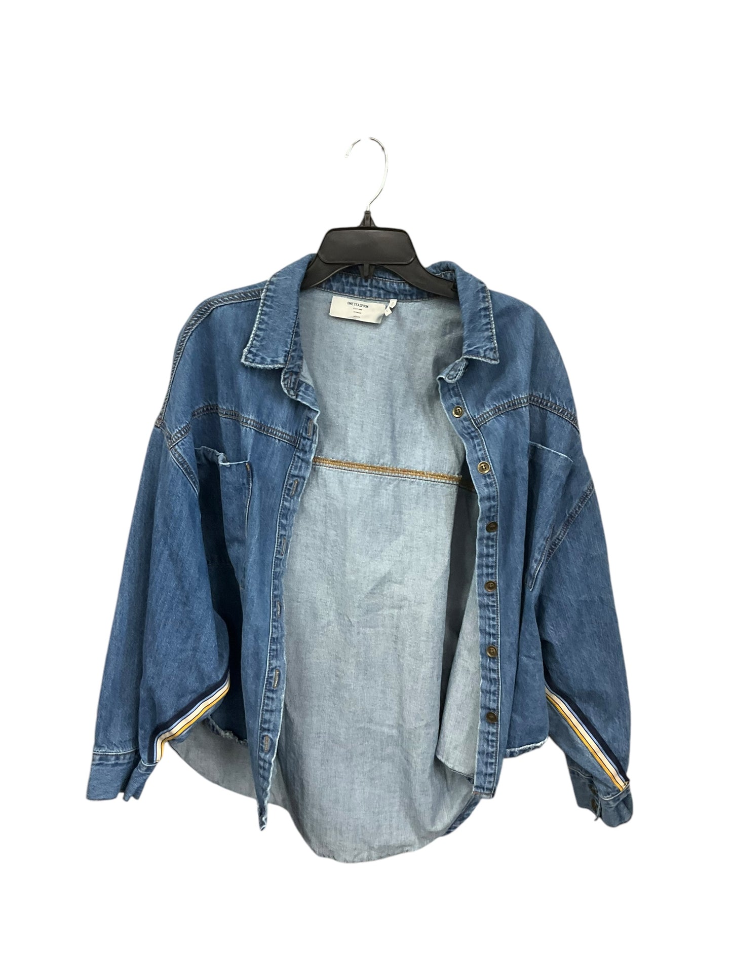 Jacket Shirt By Clothes Mentor In Blue Denim, Size: M