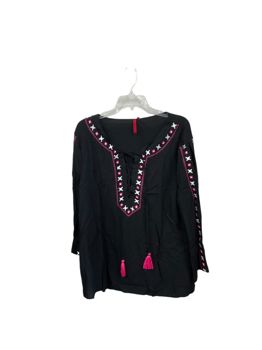 Top 3/4 Sleeve By Clothes Mentor In Black & Pink, Size: Xl