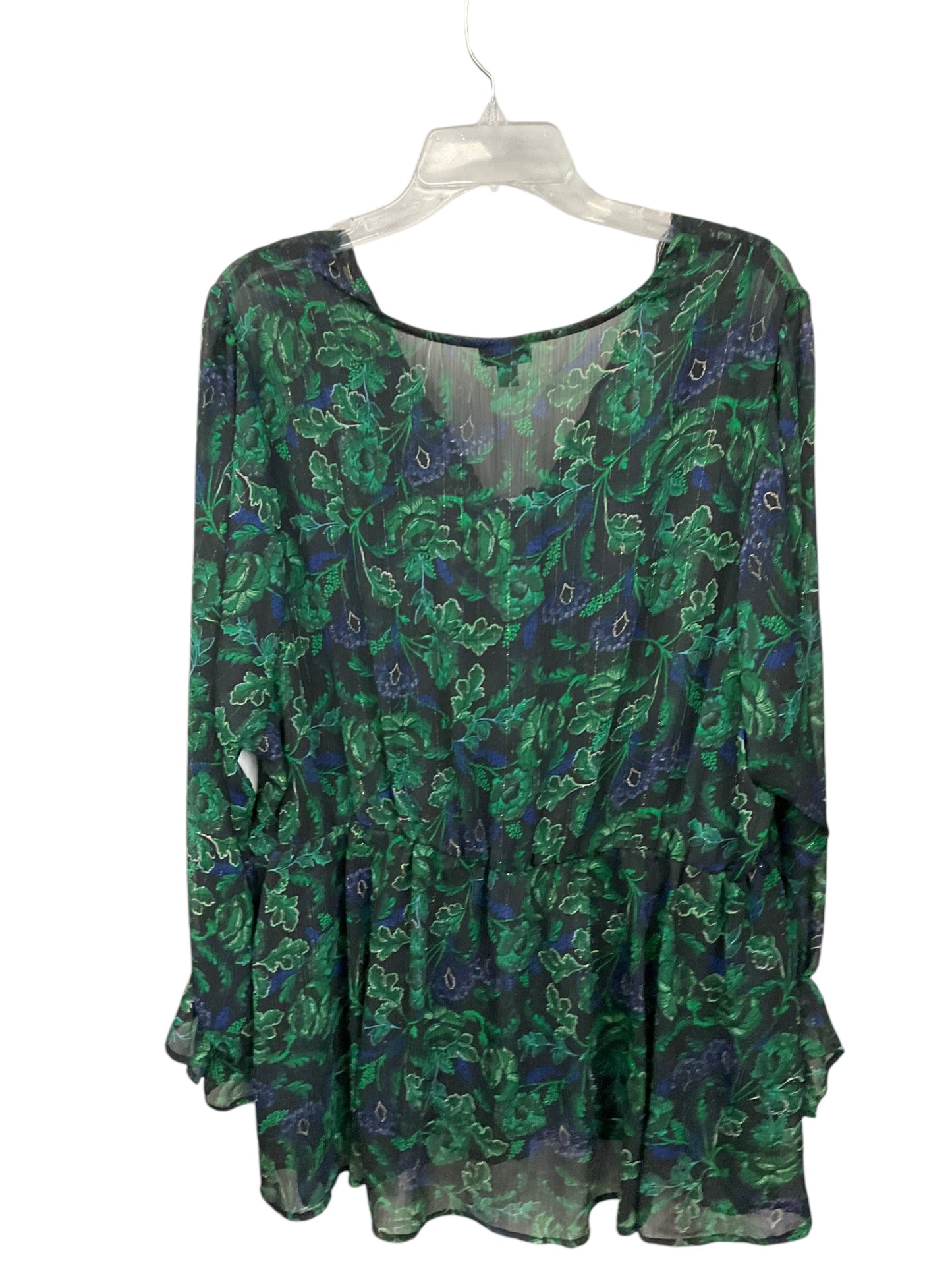 Top Long Sleeve By Torrid In Blue & Green, Size: 4x