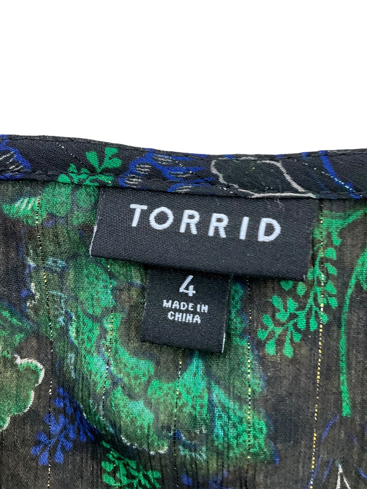 Top Long Sleeve By Torrid In Blue & Green, Size: 4x