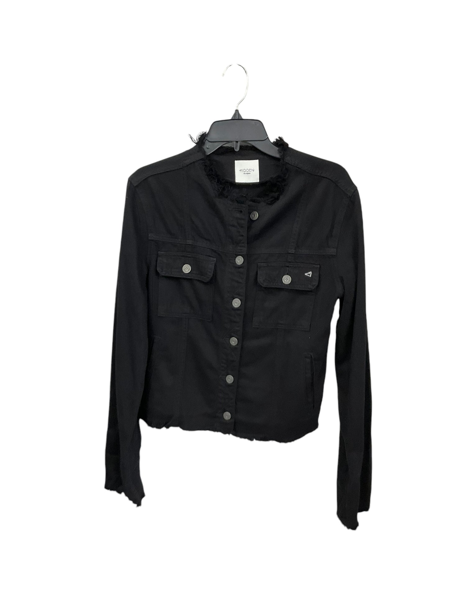 Jacket Denim By Clothes Mentor In Black, Size: L