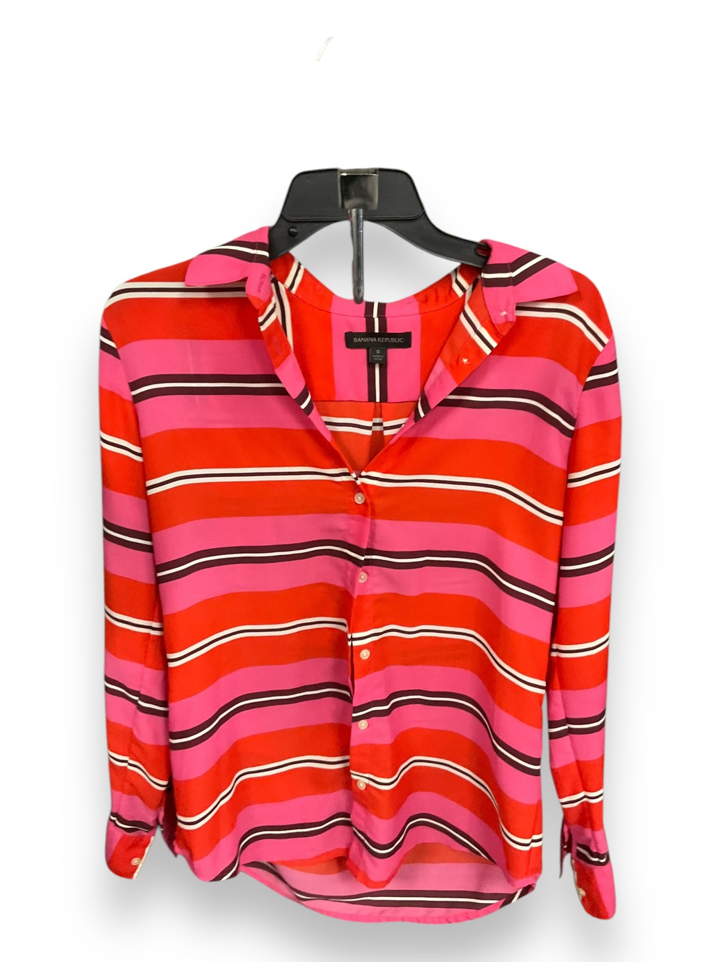 Blouse Long Sleeve By Banana Republic In Striped Pattern, Size: S