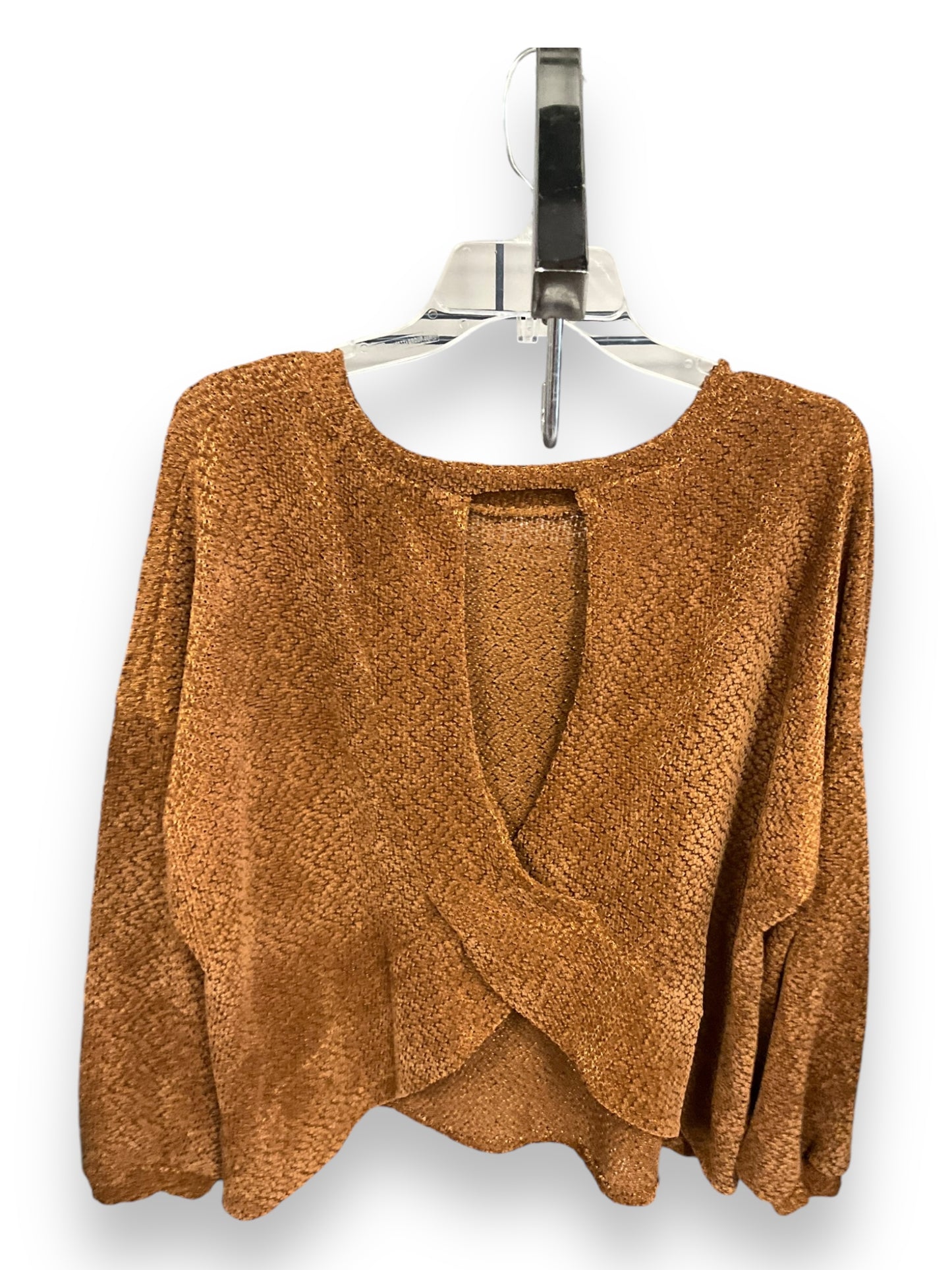 Top Long Sleeve By Gilli In Brown, Size: 1x