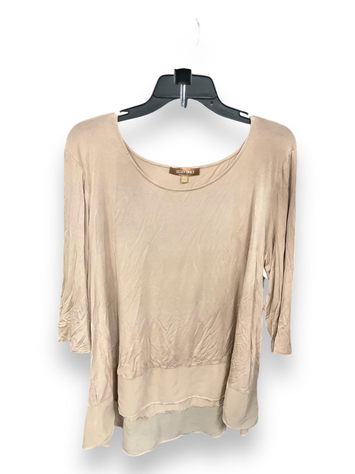 Top 3/4 Sleeve By Ellen Tracy In Beige, Size: 2x