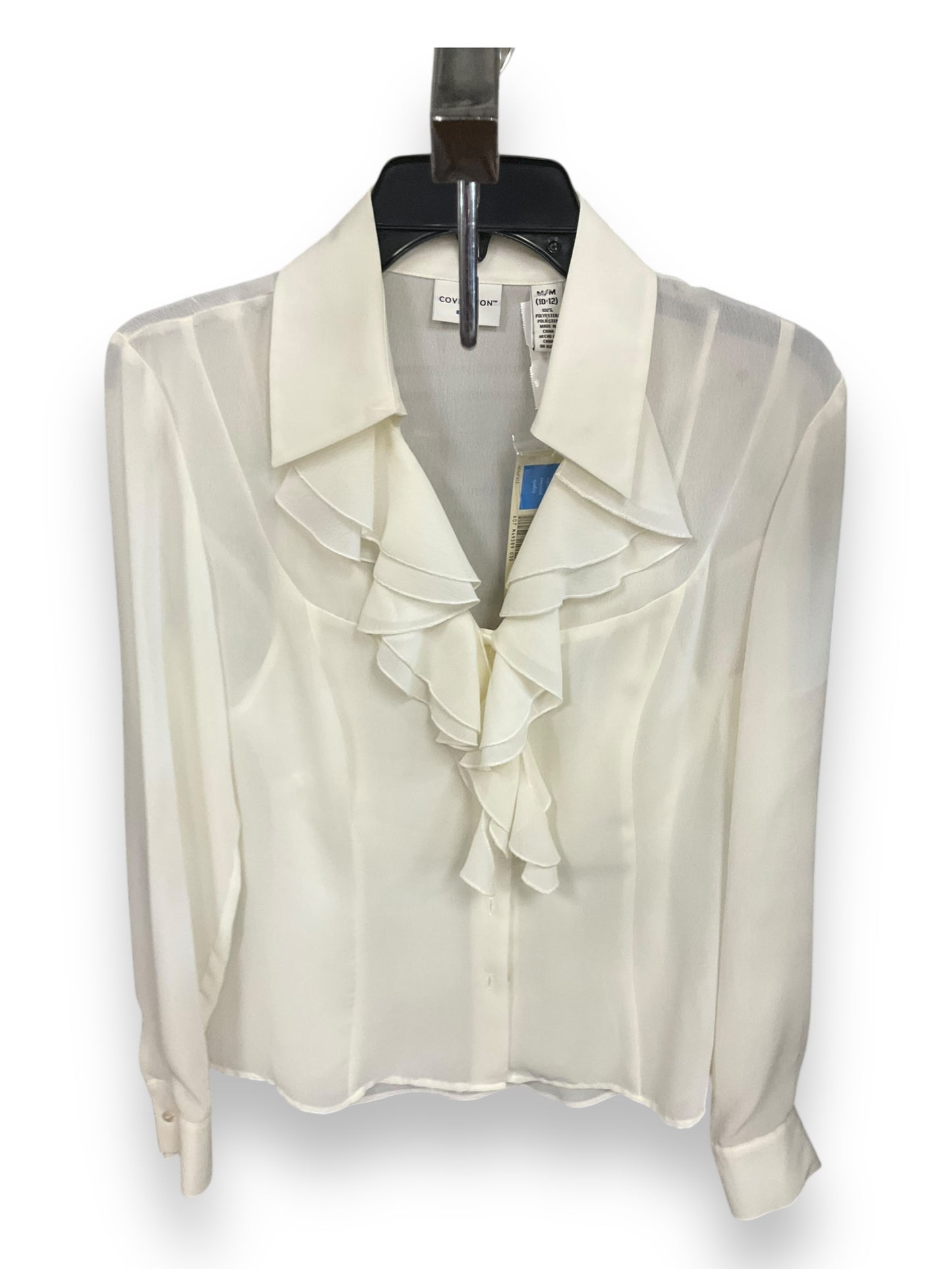 Blouse Long Sleeve By Covington In Ivory, Size: M