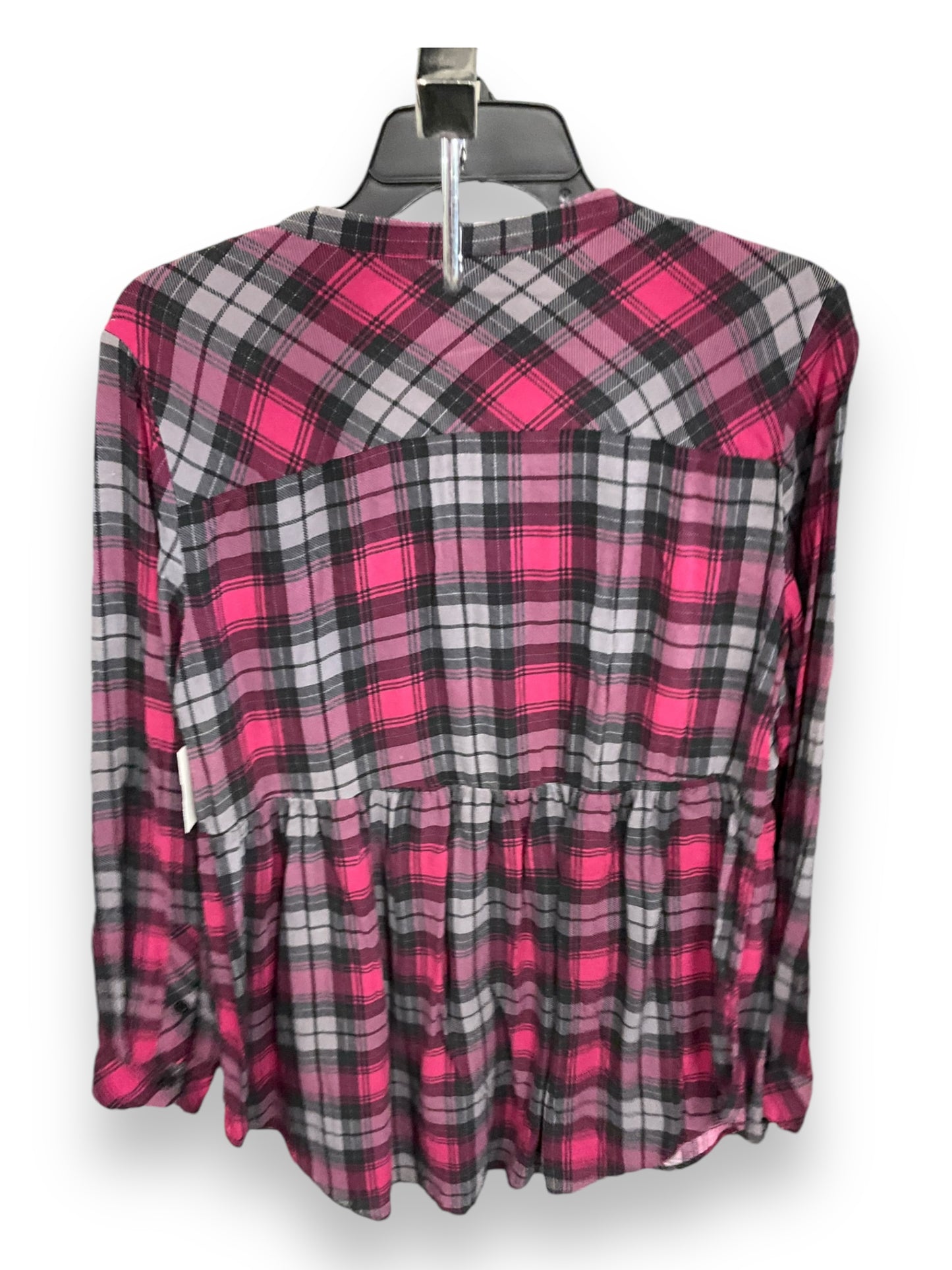 Blouse Long Sleeve By Torrid In Plaid Pattern, Size: M