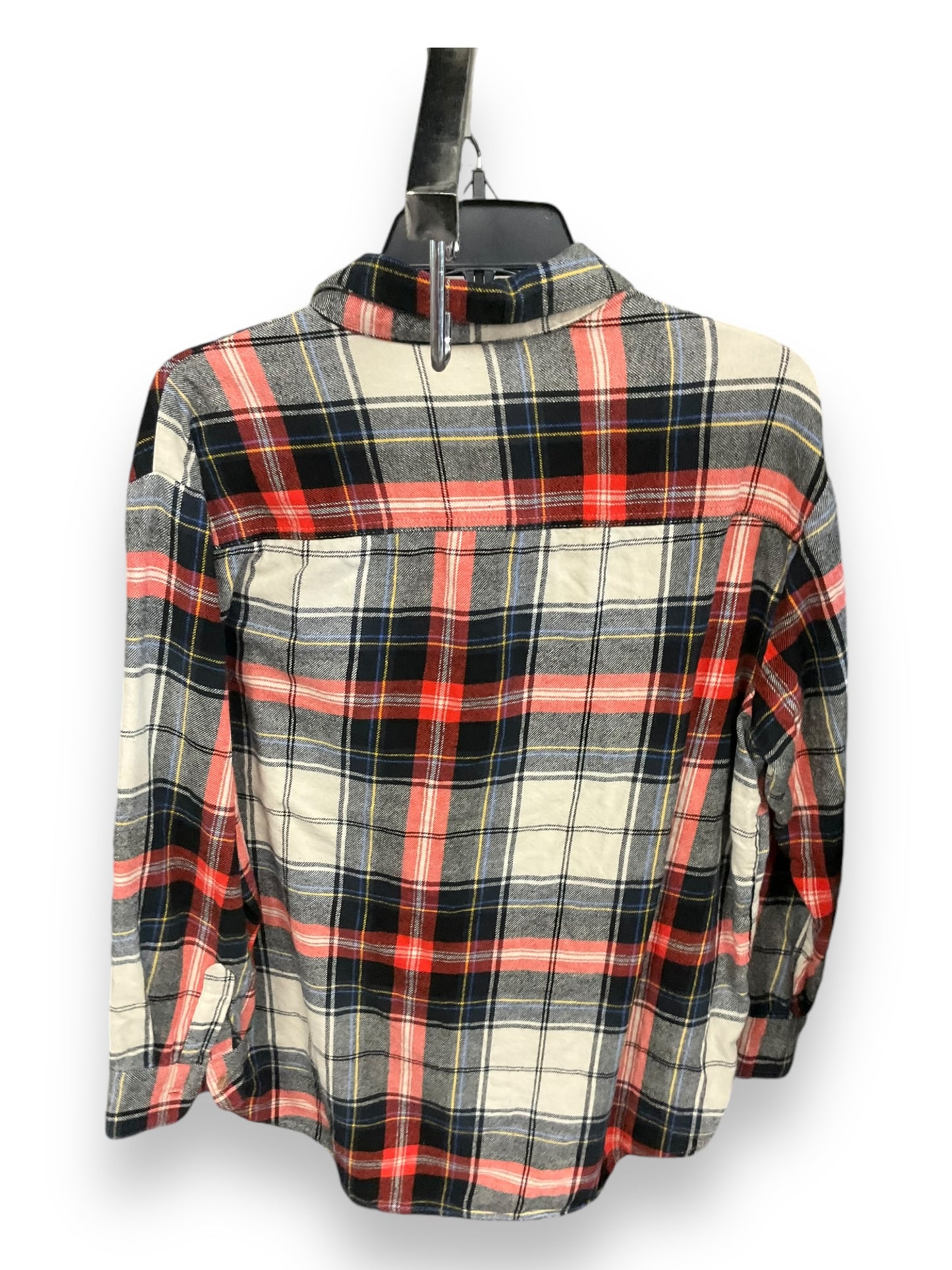 Blouse Long Sleeve By Old Navy In Plaid Pattern, Size: L