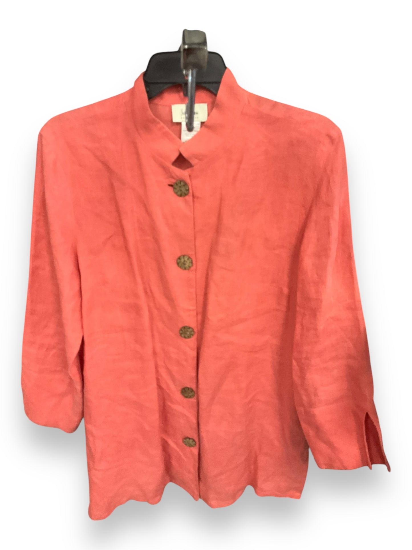 Blouse Long Sleeve By Neiman Marcus In Coral, Size: M