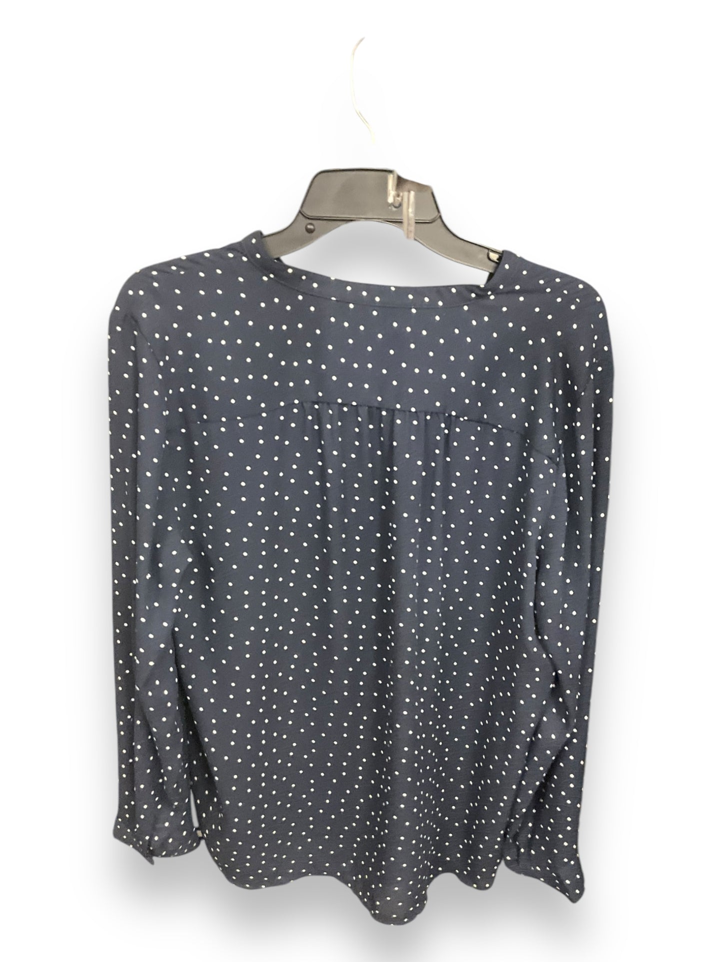 Blouse Long Sleeve By Loft In Polkadot Pattern, Size: L