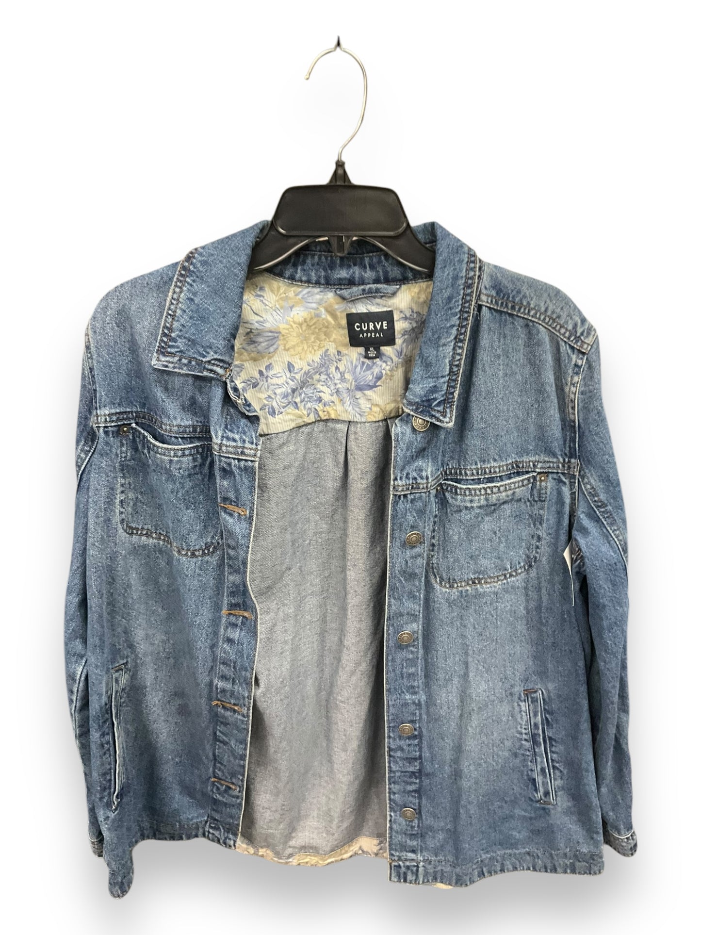 Jacket Denim By Curve Appeal In Blue Denim, Size: Xl