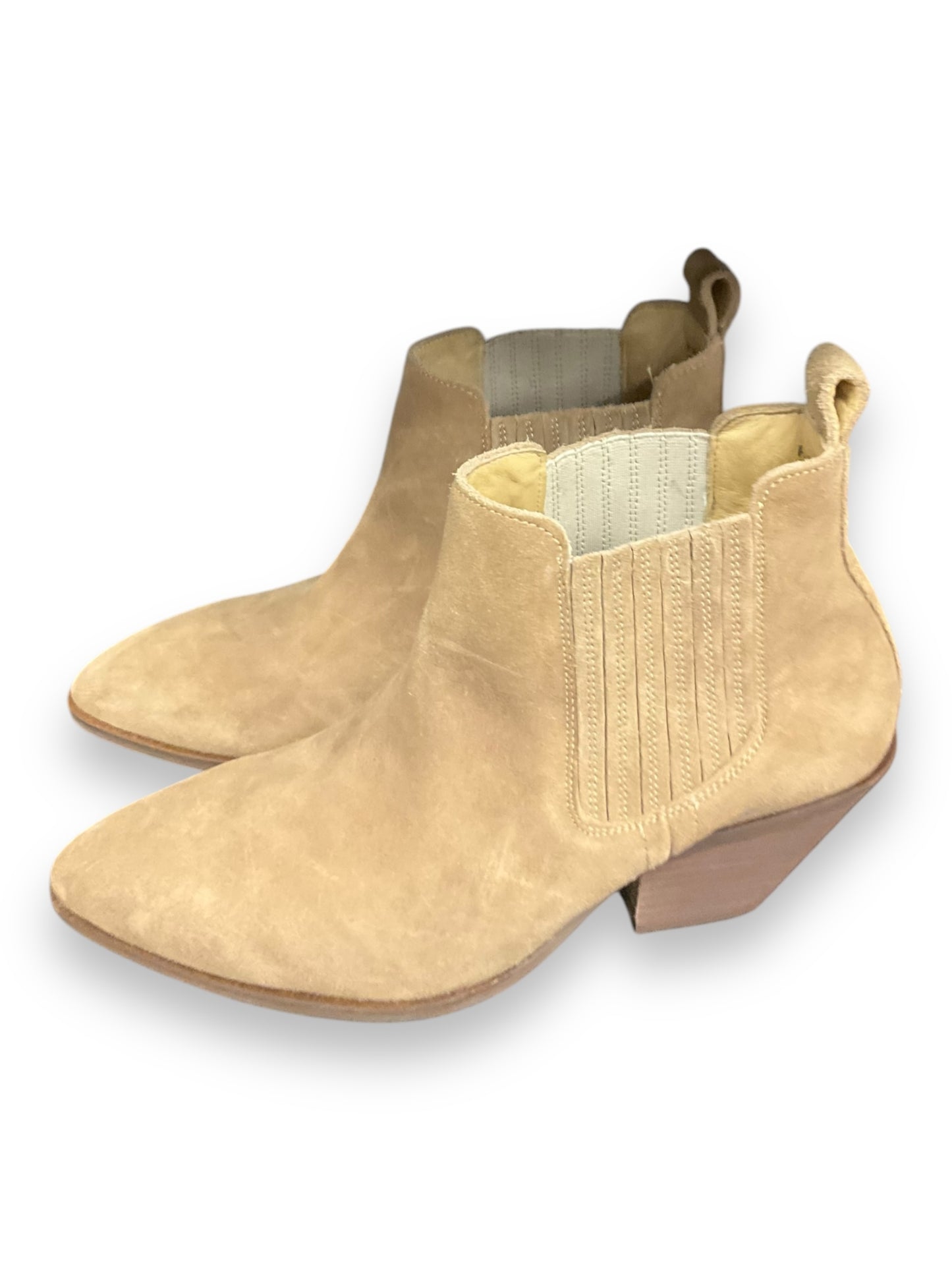 Boots Ankle Heels By Clothes Mentor In Beige, Size: 8.5