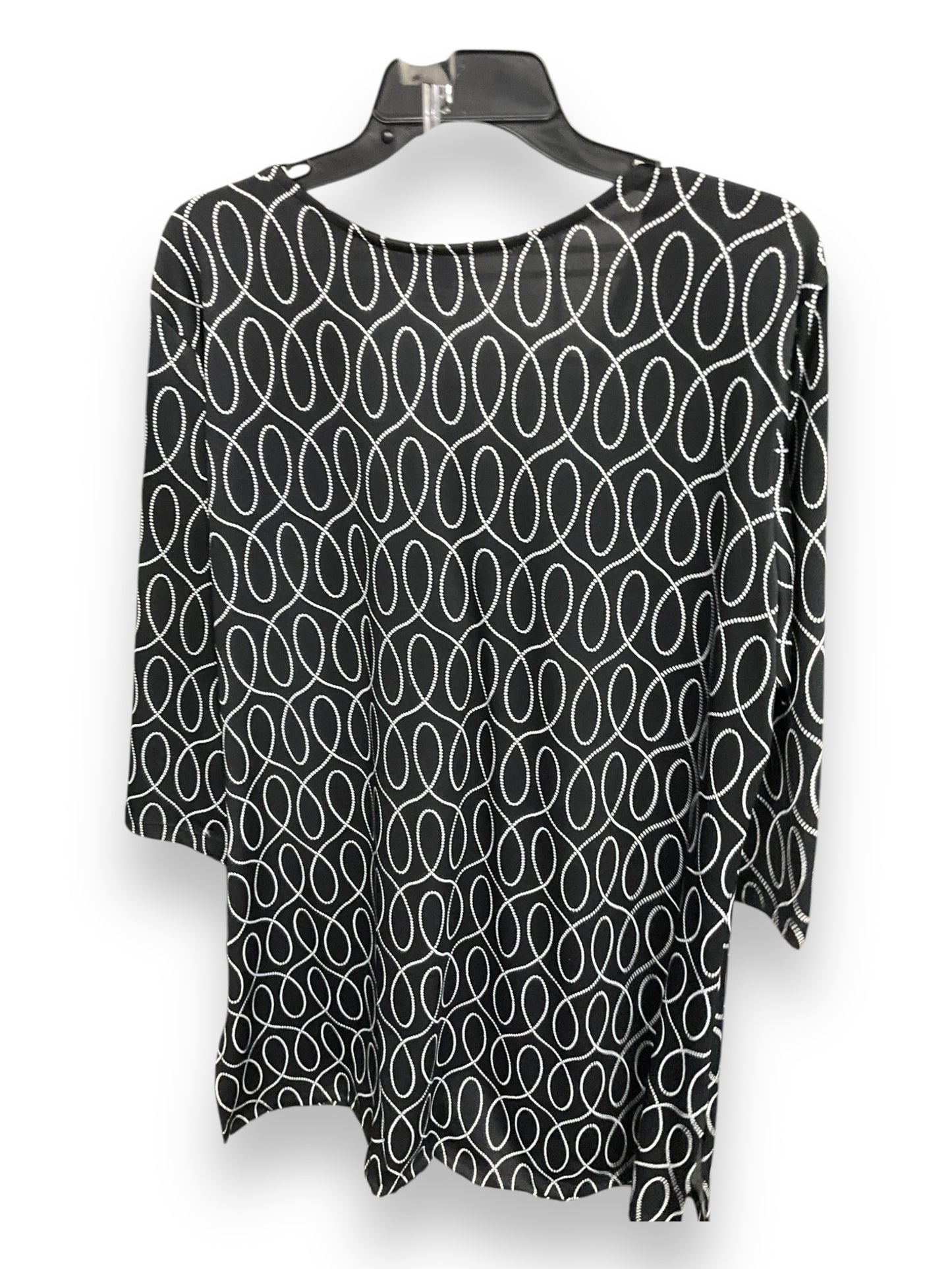 Tunic 3/4 Sleeve By Clothes Mentor In Black & White, Size: Xl