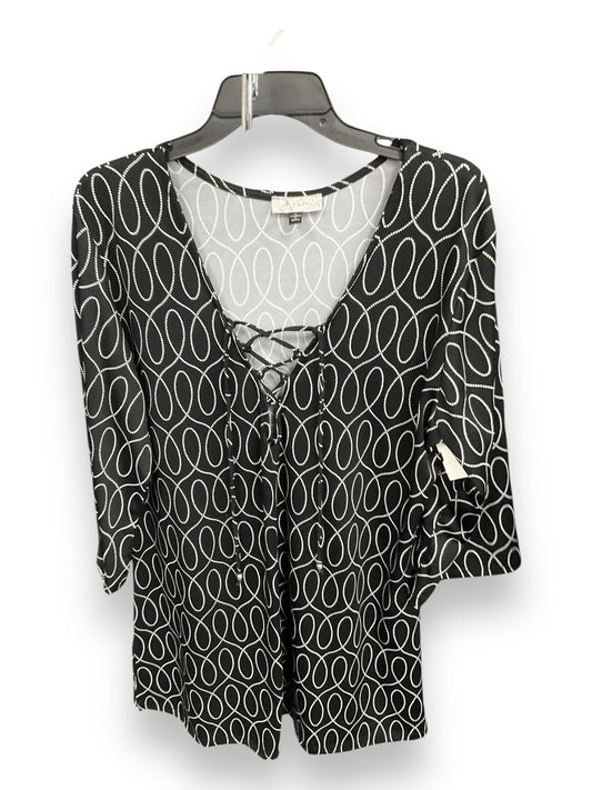 Tunic 3/4 Sleeve By Clothes Mentor In Black & White, Size: Xl