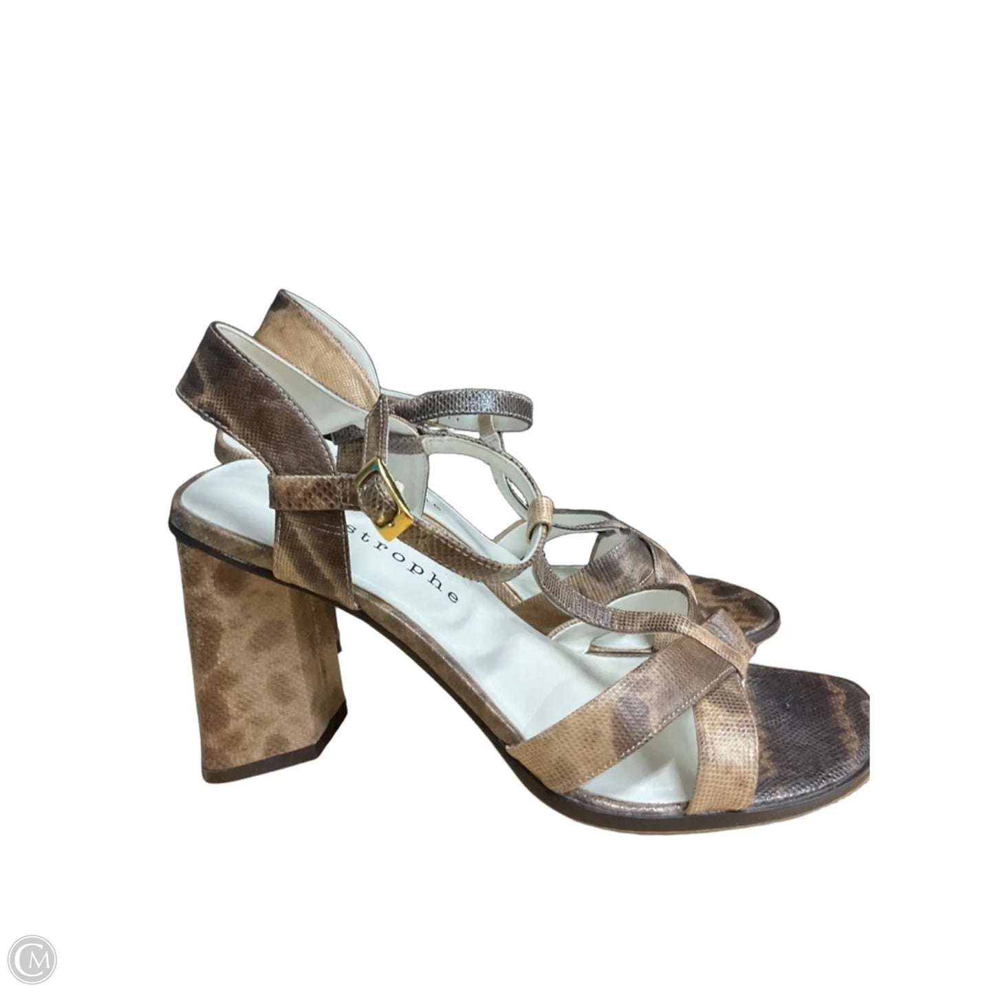 Sandals Heels Block By Apostrophe In Tan, Size: 8