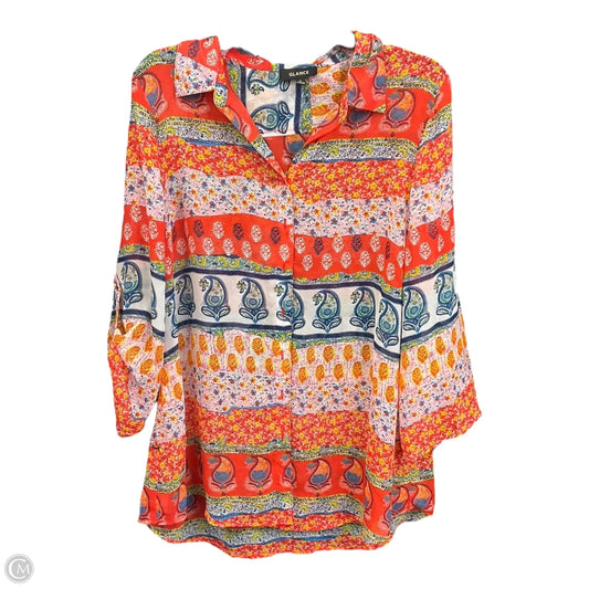 Blouse 3/4 Sleeve By Clothes Mentor In Multi-colored, Size: L