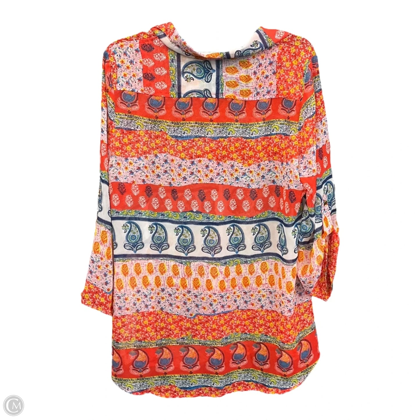 Blouse 3/4 Sleeve By Clothes Mentor In Multi-colored, Size: L