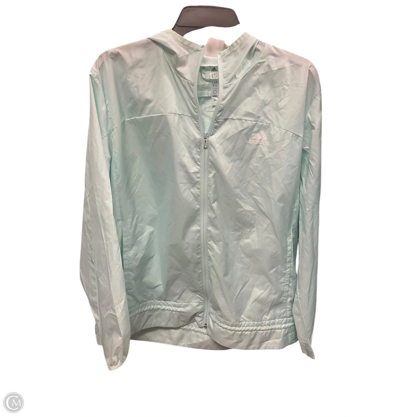 Jacket Windbreaker By Adidas In Aqua, Size: L
