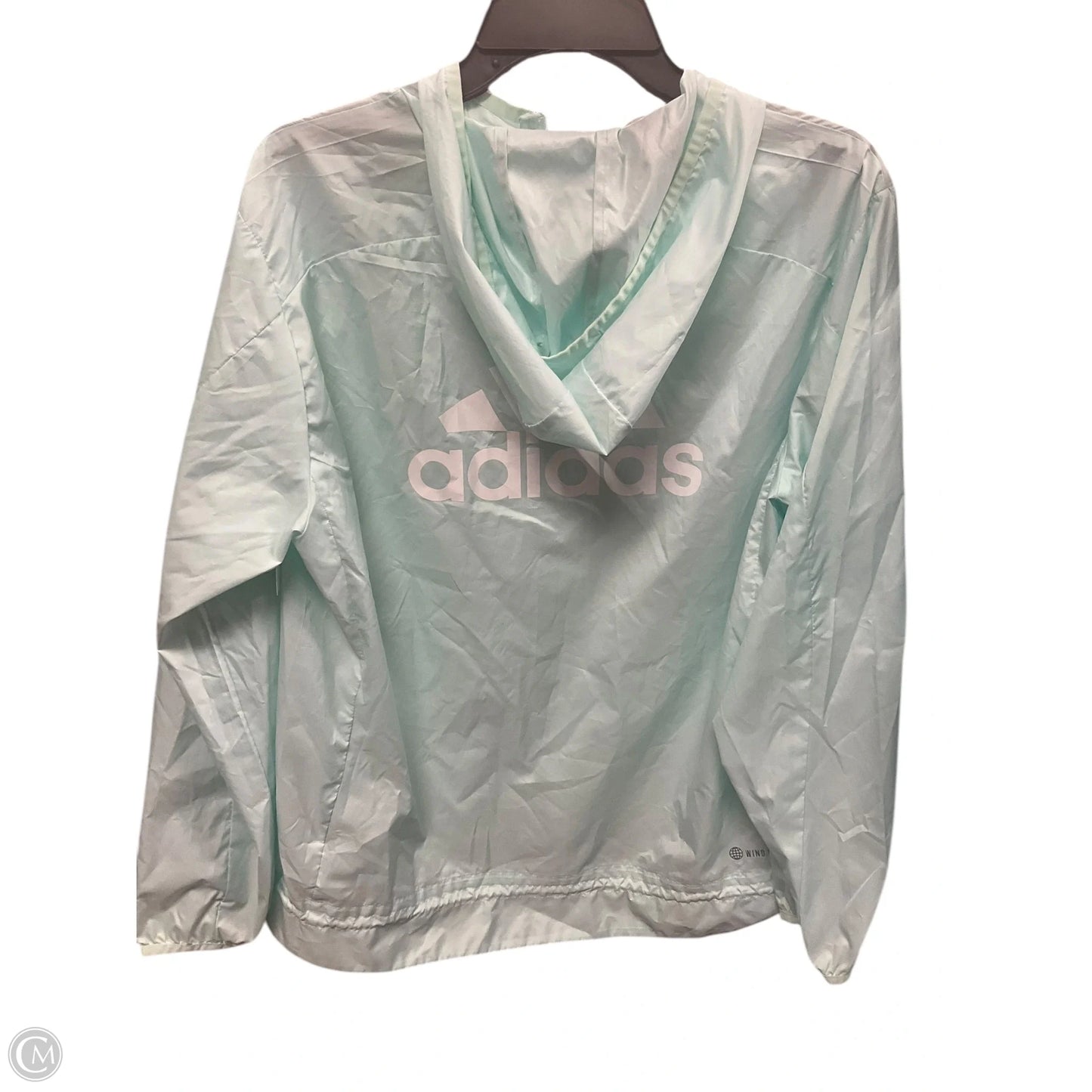 Jacket Windbreaker By Adidas In Aqua, Size: L