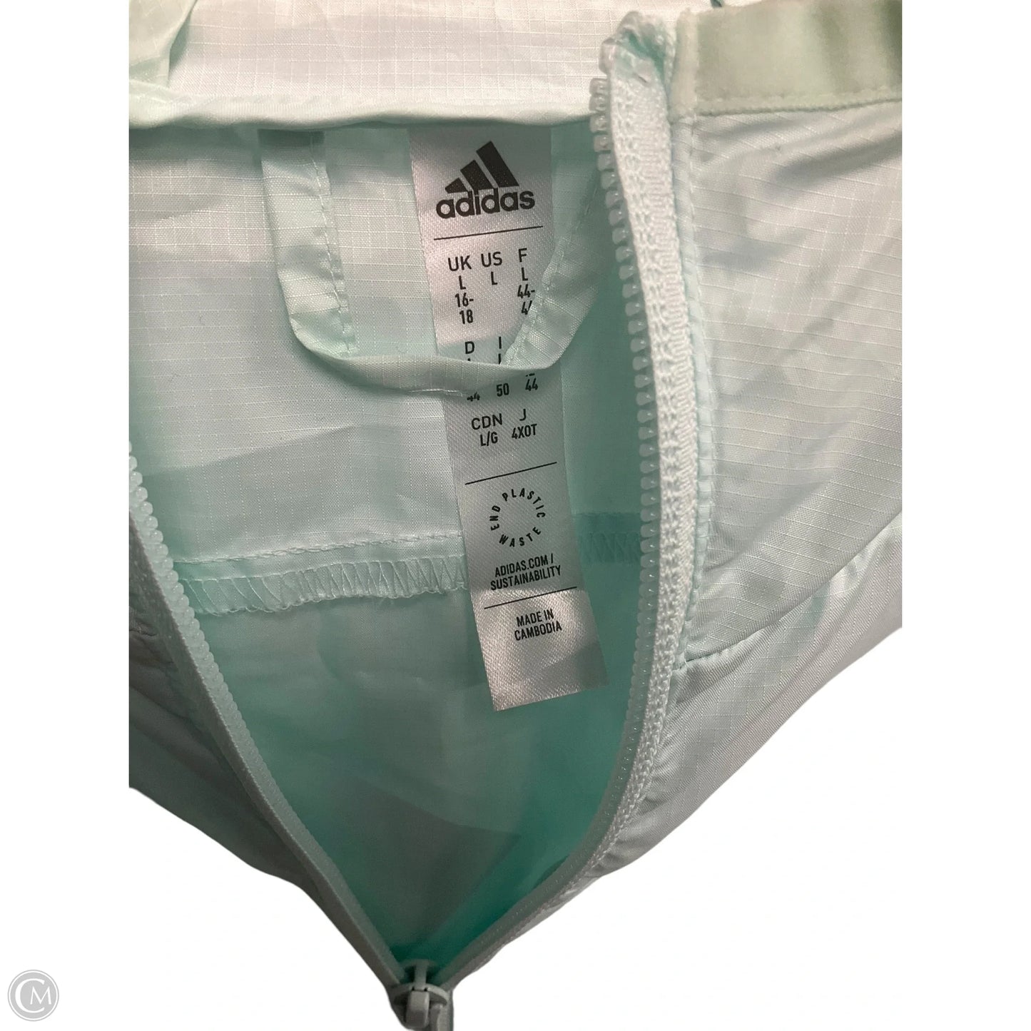 Jacket Windbreaker By Adidas In Aqua, Size: L