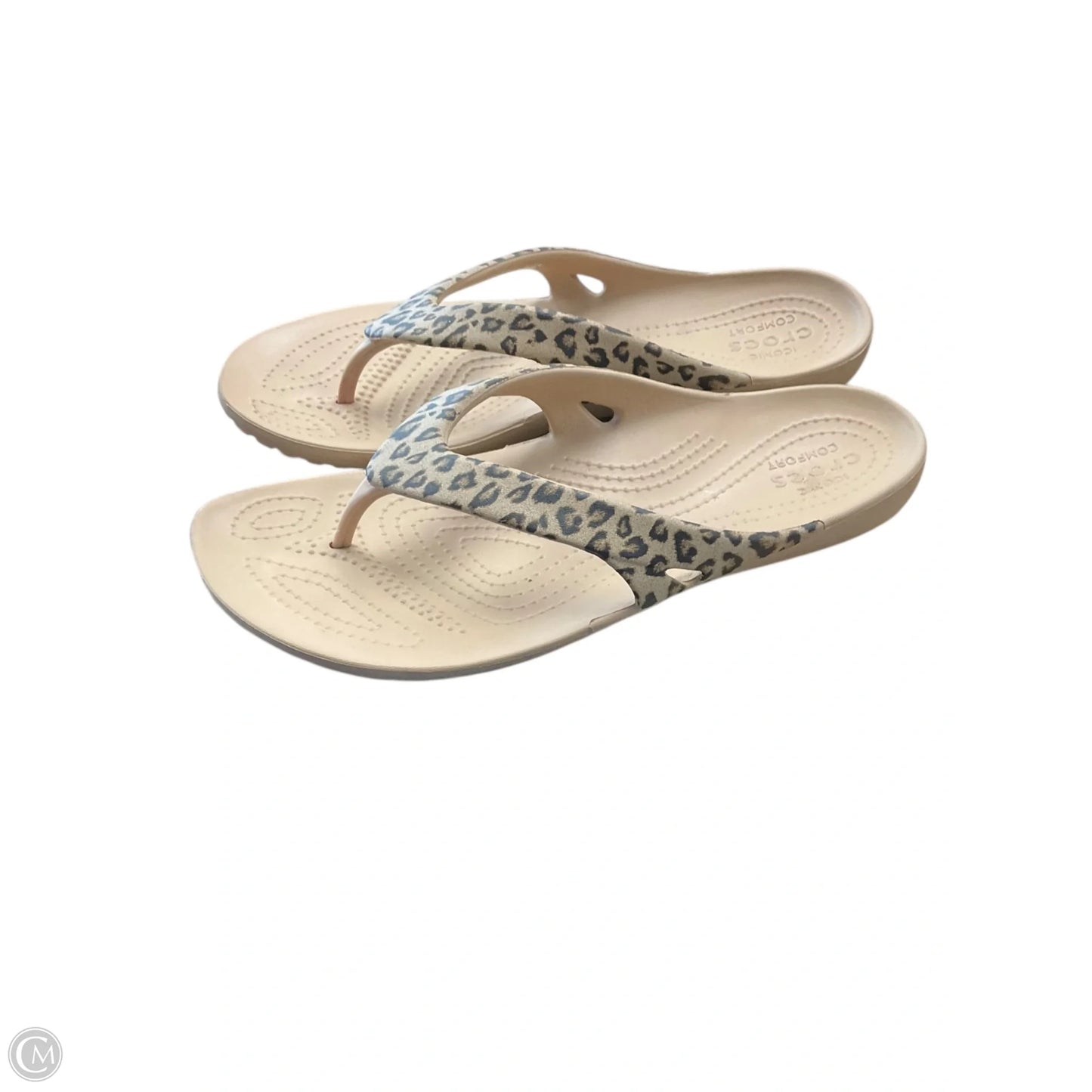 Sandals Flip Flops By Crocs In Animal Print, Size: 8