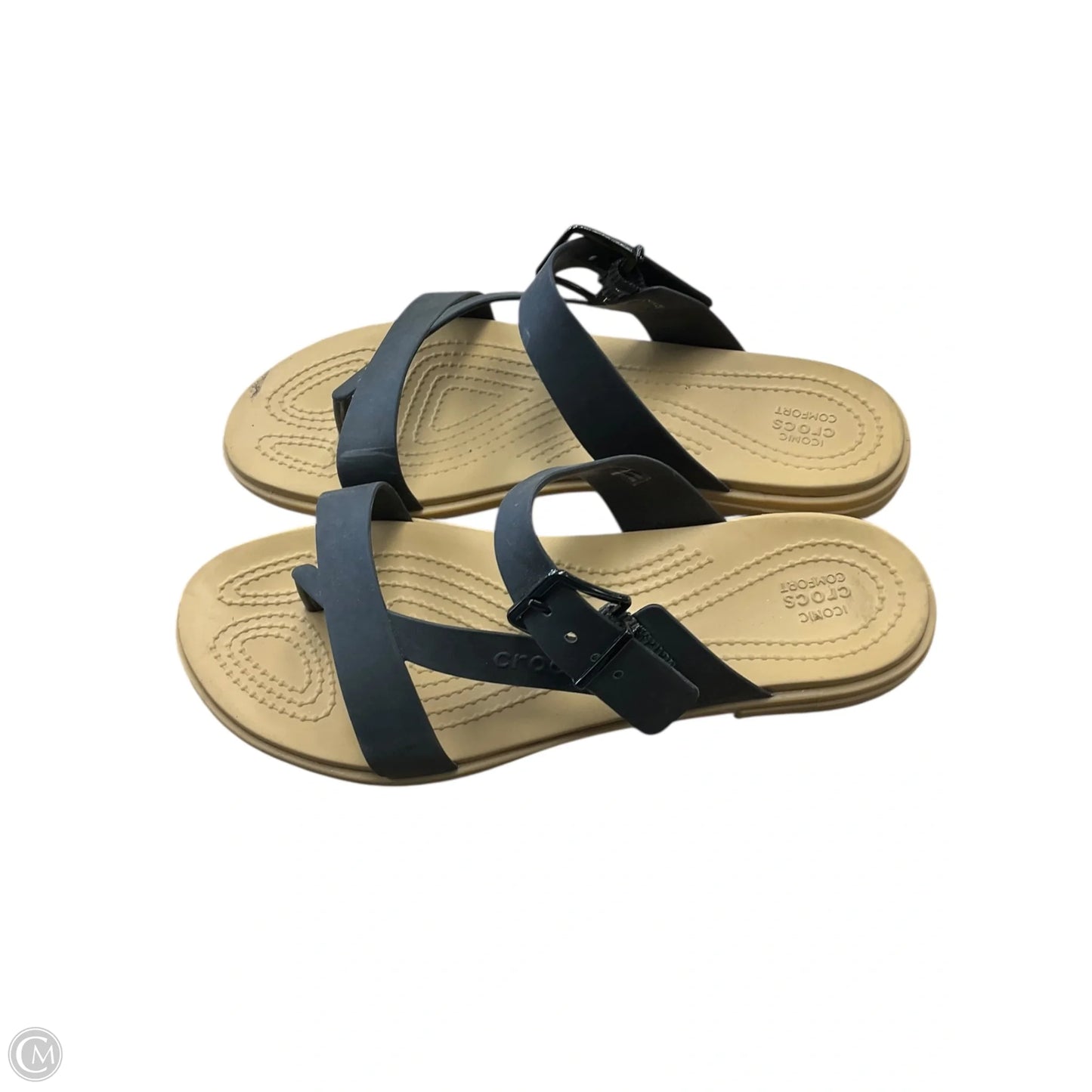 Sandals Flats By Crocs In Black, Size: 8